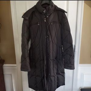 Marc New York Women's Black Long Puffer Jacket with Hood Large